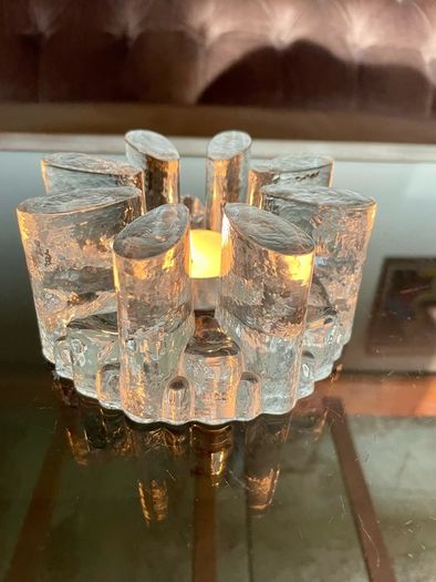 Vintage 1960s Georgshutte Art Glass Votive Candle Holder Trivet Dish Warmer