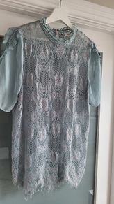 RIVER ISLAND powder blue boho blouse Sz 16