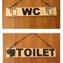 Toilet WC Bathroom Loo Small Simple Cream Hanging Wood Wooden Door Sign Plaque Image 2
