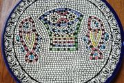 Tabgha - Miracle of Loaves and Fish Armenian Ceramic Plate - Large Mosaic Plate. Religious.