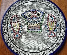Tabgha - Miracle of Loaves and Fish Armenian Ceramic Plate - Large Mosaic Plate. Religious.
