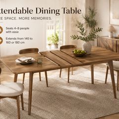 Extendable Wooden Dining Table 140 - 80cm -Seats 4 -8 People