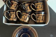 Vintage Greek Handmade 24ct Gold Demitasse Tea Set