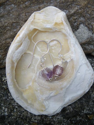 Sterling silver/Amethyst earrings.Lavender Amethyst,Gift.
