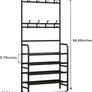 Coat Rack Shoe Rack With Storage Shelf Freestanding with 8 Hooks for Entryway Bedroom Closet 4 Tier, Black Image 2
