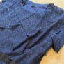 Wren 100% silk Navy blue polka dot short sleeved dress with flouncy collar in size M Image 4