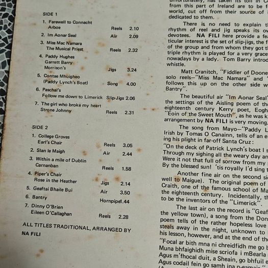Na Fili, Farewell to Connaught on Outlet LP,  Irish Folk Trad, fiddle and pipes
