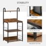 4-Tier Baker's Rack, Microwave Stand with 4 Hooks, Kitchen Storage Unit for Spices, Pots and Pans, Rustic Brown Image 6