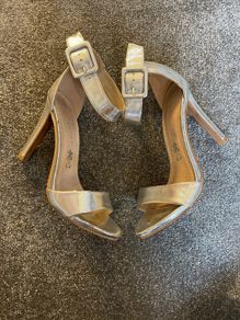 PENNEYS Primark Real Leather Silver Strap Heels Size 5!
