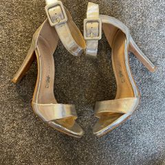 PENNEYS Primark Real Leather Silver Strap Heels Size 5!