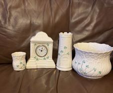 Belleek Ireland Millennium 2000 Shamrock Collection 4 Piece Matching Set