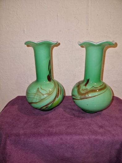 Vintage matching pair of glass vases