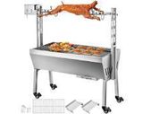 25W 132LBS Electric Roaster Grill 2 in 1 BBQ Rotisserie Grill W/ Lockable Wheels for Roasting Sheep, Turkey, Beef, Fish
