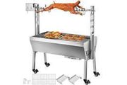 25W 132LBS Electric Roaster Grill 2 in 1 BBQ Rotisserie Grill W/ Lockable Wheels for Roasting Sheep, Turkey, Beef, Fish