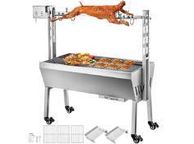 main image for ad 25W 132LBS Electric Roaster Grill 2 in 1 BBQ Rotisserie Grill W/ Lockable Wheels for Roasting Sheep, Turkey, Beef, Fish