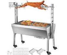 25W 132LBS Electric Roaster Grill 2 in 1 BBQ Rotisserie Grill W/ Lockable Wheels for Roasting Sheep, Turkey, Beef, Fish