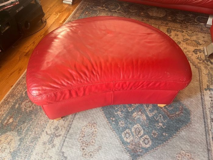 Italian Red Leather couches & ottoman
