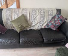 Natuzzi Black Leather 3 Seater Sofa + 2 Armchairs