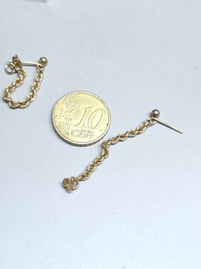 Vintage 9ct Gold Rope Drop Earrings Italy Dublin Import Hallmarked 0.88g
