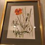 Framed poppy flowers pictuer water coloer signed J, kuhn artist June Kuhn Image 5