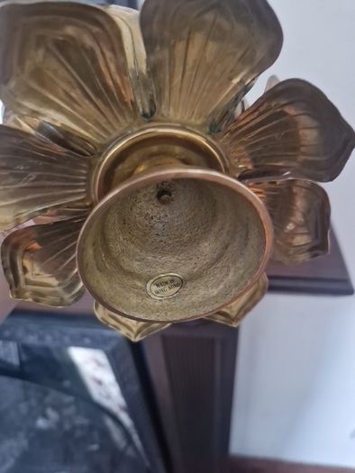 vintage brass lotus flower candle holder