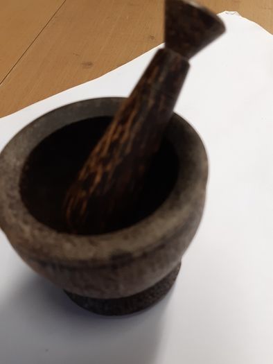 Pestle and mortar palm wood