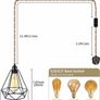 Plug in Pendant Light - Industrial Black 4.5m(15ft) Pendant Light Fitting, Hemp Rope Light Cord Metal Lampshade (MULTIPLE COLOURS AVAILABLE) Image 6