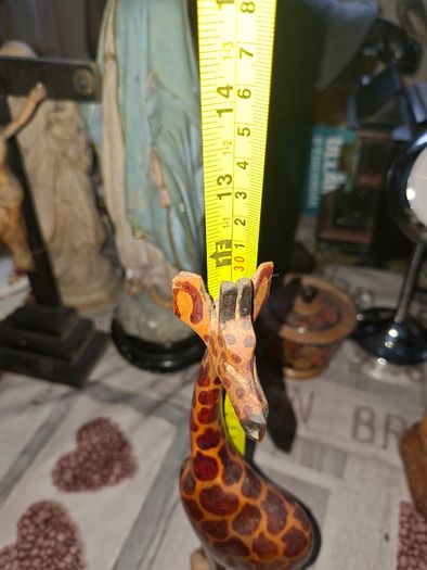 Very Large Vintage Hand Carved Wooden Mother & Baby Giraffe African Folk Art Sculpture and another Giraffe, 3 in total
