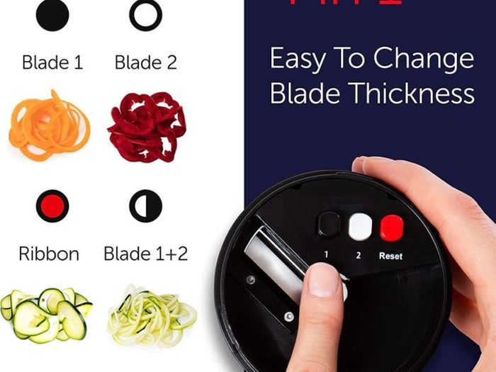 Vegetable Slicer Spiralizer for Vegetables - 4 in 1 Vegetable Spiralizer Spiraliser Hand Held with Container - Spaghetti Zoodle Zucchini Noodle Maker Food Spiralizer Veg Spiralizer Vegetable Slicer (FREE POSTAGE)