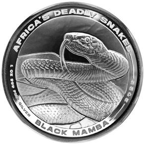 2022 Congo Deadly Snake Black Mamba 1 Oz Silver Coin BU ( In Capsule)