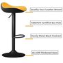 Yellow Bar Stools Set of 2 Counter Height Barstools PU Leather Woven Seat, 360 Swivel Height Adjustable Bar Chairs with Footrest Kitchen Stools for Breakfast Counter Kitchen Island Pub Image 3