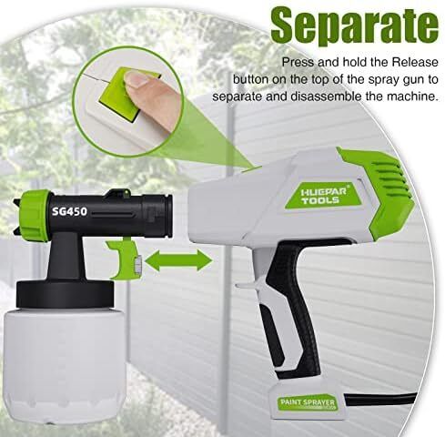 Paint Sprayer, HVLP Electric Spray Gun (800ml/3 Metal Nozzles/3 Patterns), Easy Spraying and Cleaning, for Home Interior and Exterior Walls, Ceiling, Cabinet, Fence, Chair