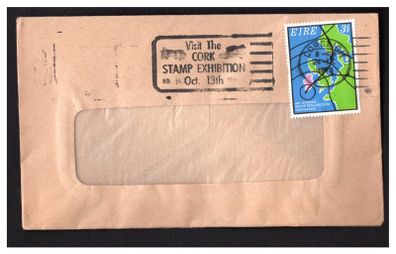 1973 Ireland Visit The Cork Stamps Exhibition October 13th Slogan on cover with 3.5p World Meteorological Stamp