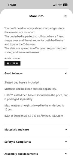 Bed frame with under bed and storage
