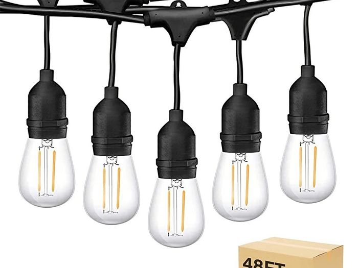 Outdoor String Lights Mains Powered, 48ft IP65 Waterproof Garden Festoon Lights, 15x2w 1 LED Bulbs Warm White Decorative Lighting for Home Patio Veranda Backyard Party Pergola (FREE POSTAGE)