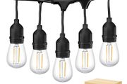 Outdoor String Lights Mains Powered, 48ft IP65 Waterproof Garden Festoon Lights, 15x2w 1 LED Bulbs Warm White Decorative Lighting for Home Patio Veranda Backyard Party Pergola (FREE POSTAGE)