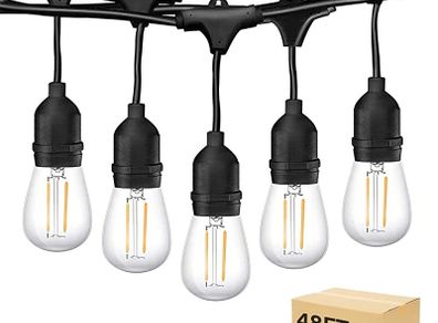 Outdoor String Lights Mains Powered, 48ft IP65 Waterproof Garden Festoon Lights, 15x2w 1 LED Bulbs Warm White Decorative Lighting for Home Patio Veranda Backyard Party Pergola (FREE POSTAGE)