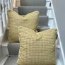 Handmade Mustard Yellow Houndstooth Cushion Covers with Cream Piping  Pair, 20 x 20 Inches Image 2