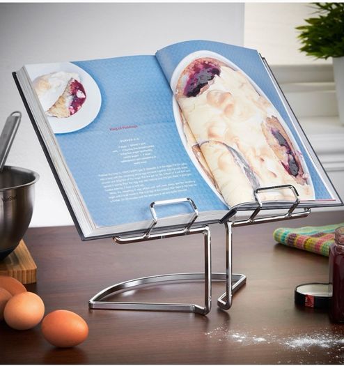 Cookbook Stand Menu Rack Rest Cooking Book Stand, Silver
