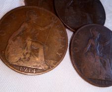 4 x 1914 Copper Pennies.