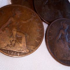 4 x 1914 Copper Pennies.
