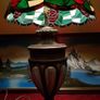 Vintage 34 Inches Tall Large Art Deco Bronze / Copper And Caged Glass Tiffany Lamp With 18.75 Inch Diameter Stained Glass Shade Image 8