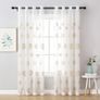 Embroidery Sheer Curtains Flora Design Grommet Window Curtain Semi Voile Drapes Panels with Eyelets Window Treatments for Living Room Bedroom 2 Panels 55" W x 69" L Gold Image 2