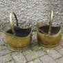 2 antique brass coal buckets Image 3