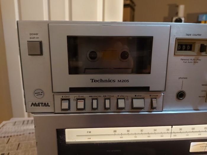 Technics FM-AM Stereo Tuner Model ST-3200, Technics Model No. RS-M205, Technics Stereo integrated Amplifier Model SU-3200, 3 parts of a Technics Music System, No phonograph or Speakers