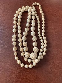 Antique  Graduated Floral Beads Necklace