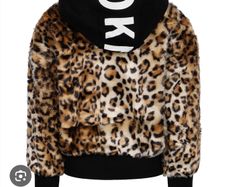 Dkny girls jumper fur hoodie jacket coat leopard crop 5 -6 + pink raincoat bundle