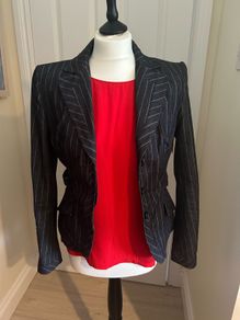Bundle of 2 labels: Karen Millen denim jacket PLUS Phase Eight red top