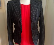 Bundle of two labels: Karen Millen denim jacket PLUS Phase Eight red top
