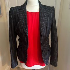 Bundle of two labels: Karen Millen denim jacket PLUS Phase Eight red top